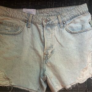 H&M Blue Jean Shorts Distressed Vintage Style